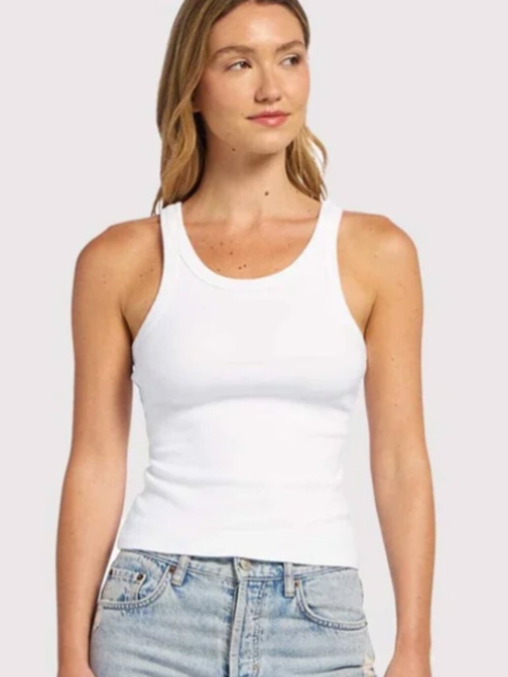 nuuds White Essential Ribbed Tank  Size Small